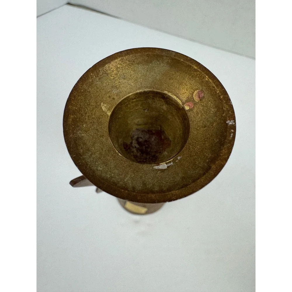 Vintage Brass Angel Candle Holder and Snuffer Set Made in India Gold Taper 2pc